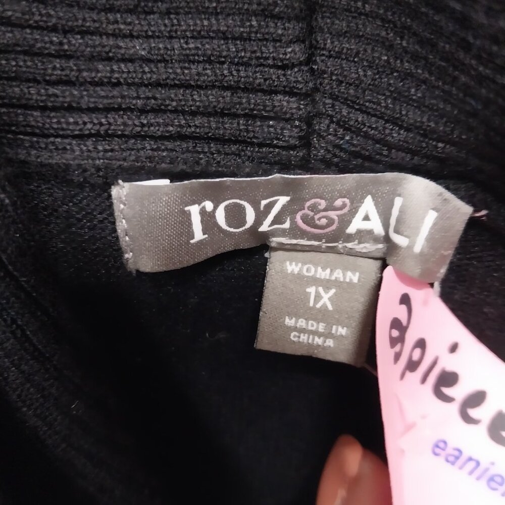 3764 Size XL Black Roz & Ali Cowl Neck Shell & Zebra Print JonesStudio Cardigan. - Picture 7 of 10